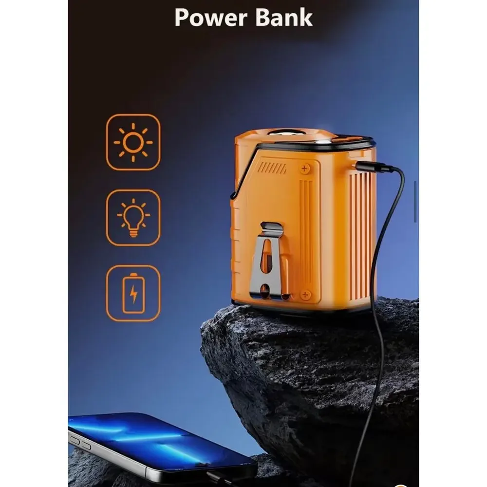 3-in-1 rechargeable portable fan, power bank with light - black